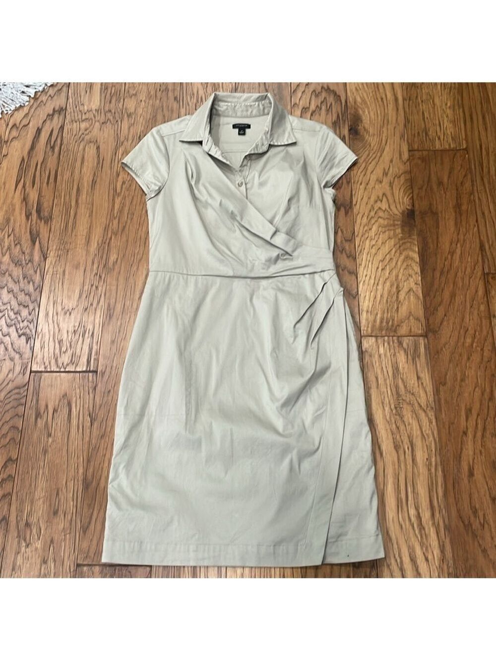 Ann Taylor Khaki Tan Faux Wrap Dress Size 4
